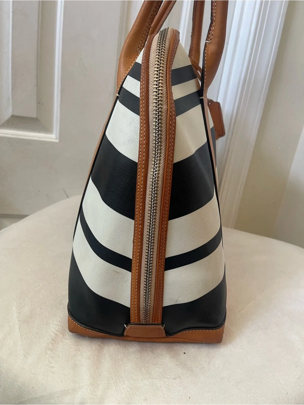 Coach Bleecker Striped Preston Satchel large.